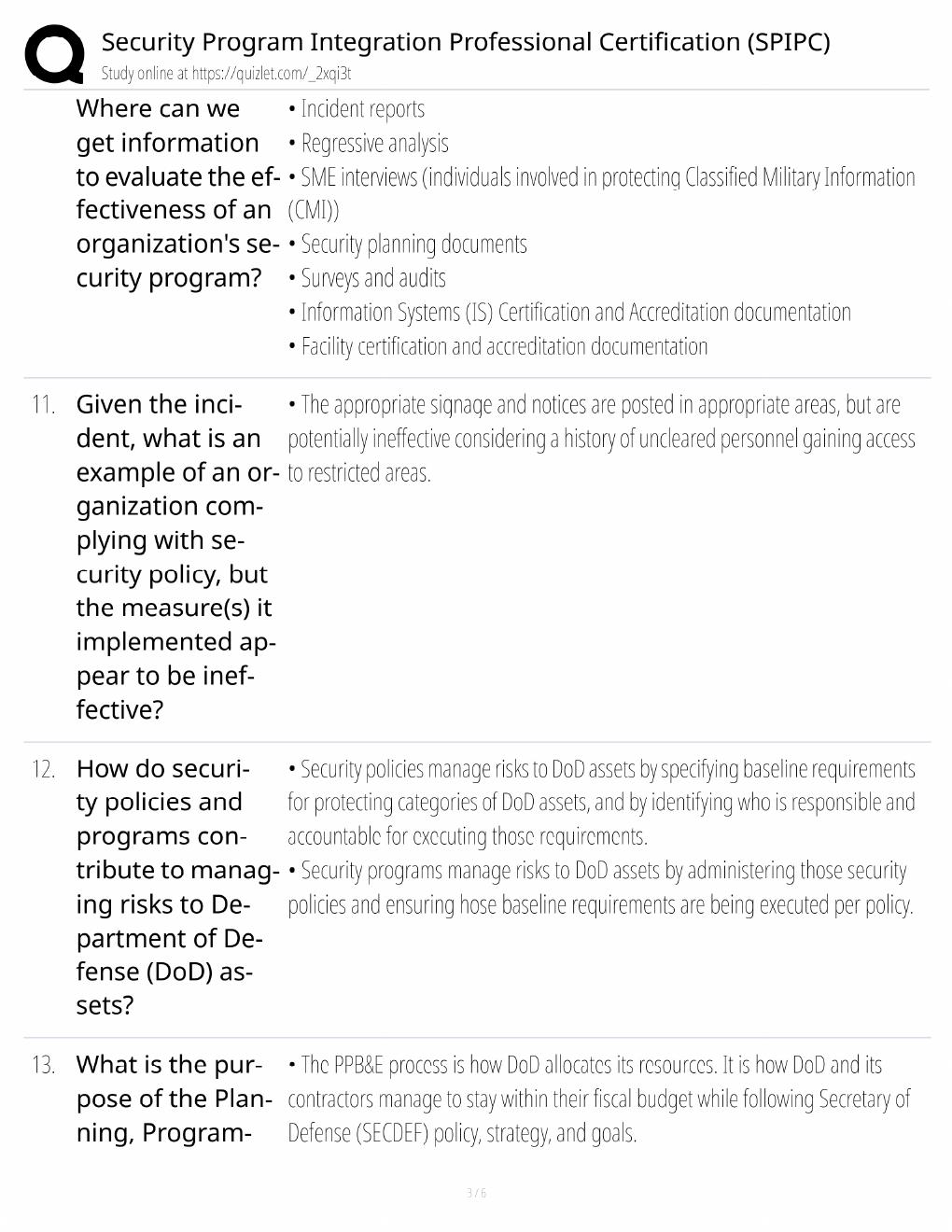 Preview page 3 of SPIPC Certification Study Guide / Security Program Integration / Score 100% / 2025 Update / Exam Prep