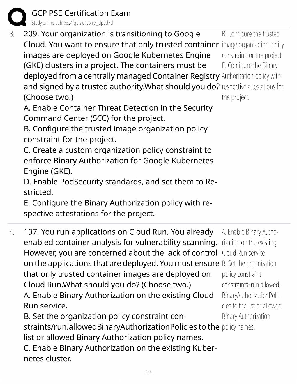 Preview page 2 of GCP PSE Study Guide / Professional Cloud Security Engineer / Score 100% / 2025 Update / Exam Prep