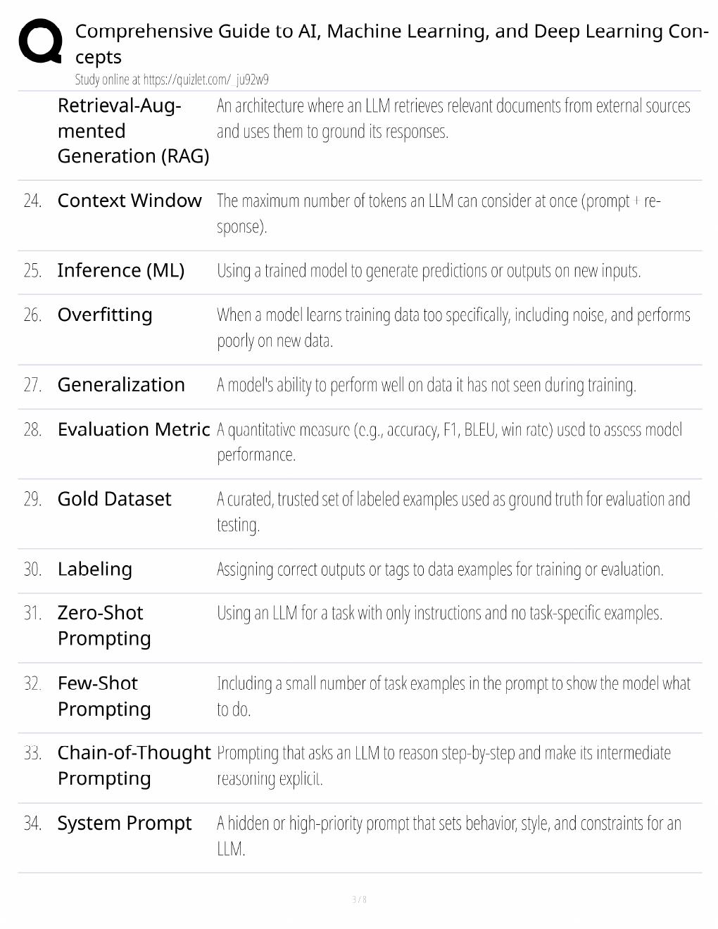 Preview page 3 of AI Machine Learning Study Guide / Deep Learning Concepts & Exam Prep / Score 100% / 2025 Update