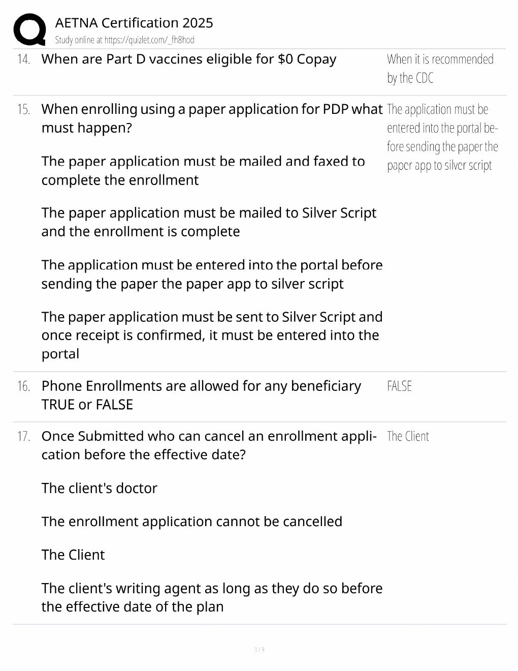 Preview page 3 of Aetna Certification 2025 Study Guide / Producer Exam Prep / Score 100% / 2025 Update