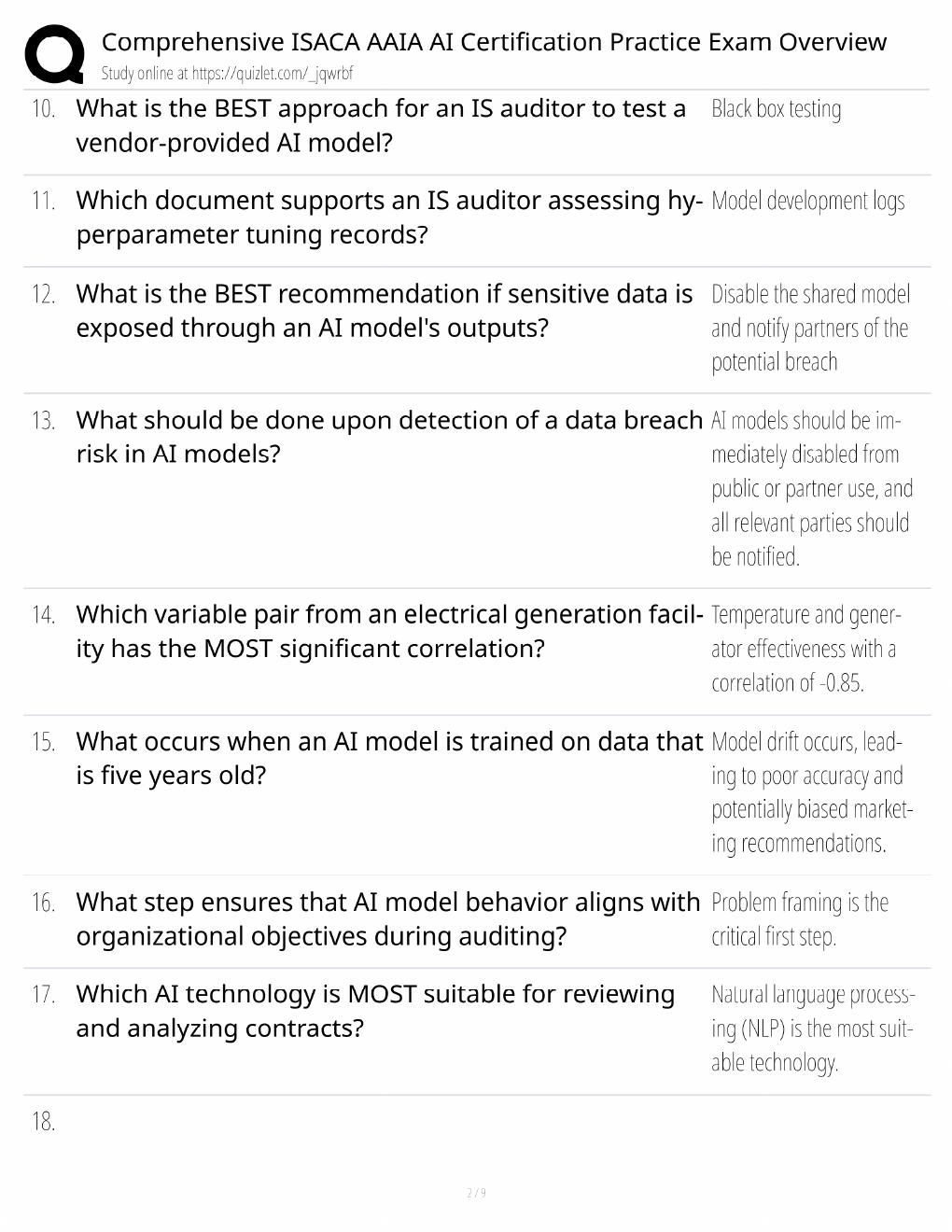 Preview page 2 of ISACA AAIA Study Guide / Advanced AI Certification Practice Exam / Score 100% / 2025 Update / Exam Prep