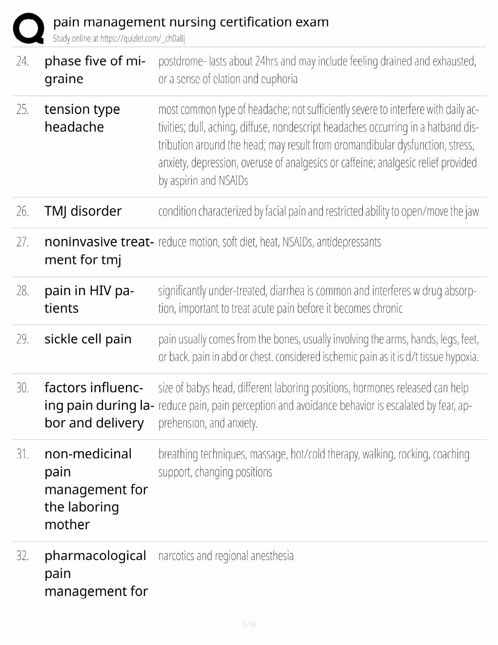 Preview page 3 of Pain Management Nursing Study Guide / Certification Exam Prep / Score 100% / 2025 Update