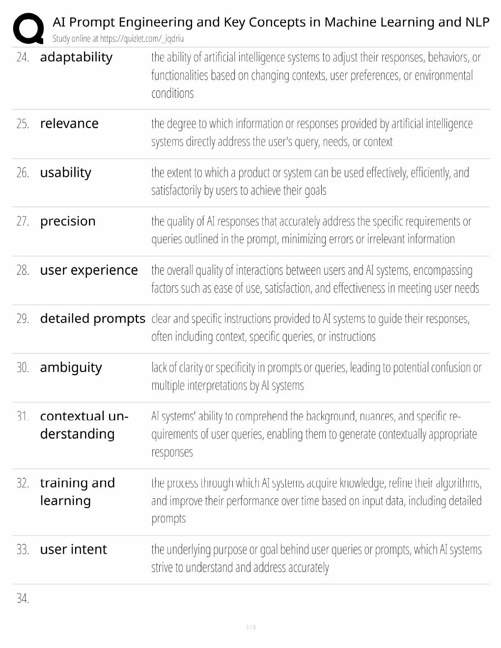 Preview page 3 of AI Prompt Engineering Study Guide / Machine Learning & NLP Concepts / Score 100% / 2025 Update / Exam Prep