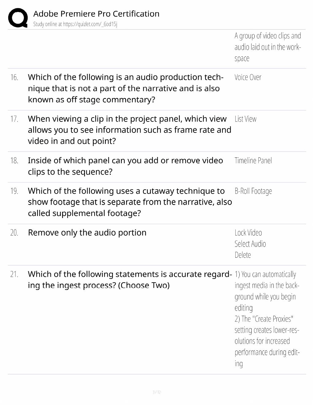 Preview page 3 of Adobe Premiere Pro Study Guide / Certification Exam Prep / Score 100% / 2025 Update