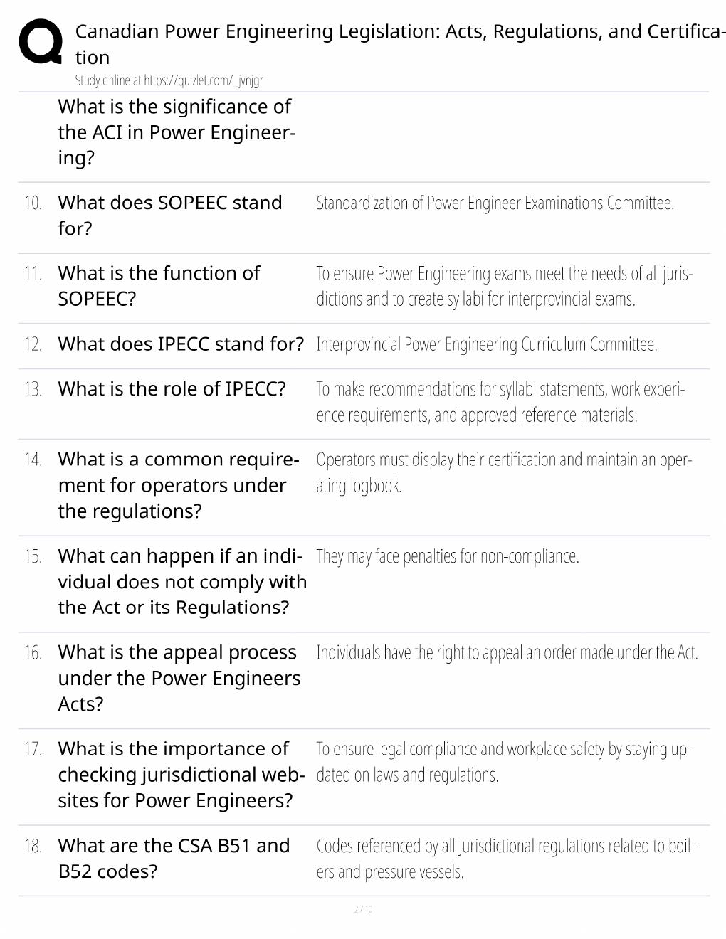 Preview page 2 of Power Engineering Legislation Study Guide / Acts, Regulations & Certification / Score 100% / 2025 Update / Exam Prep