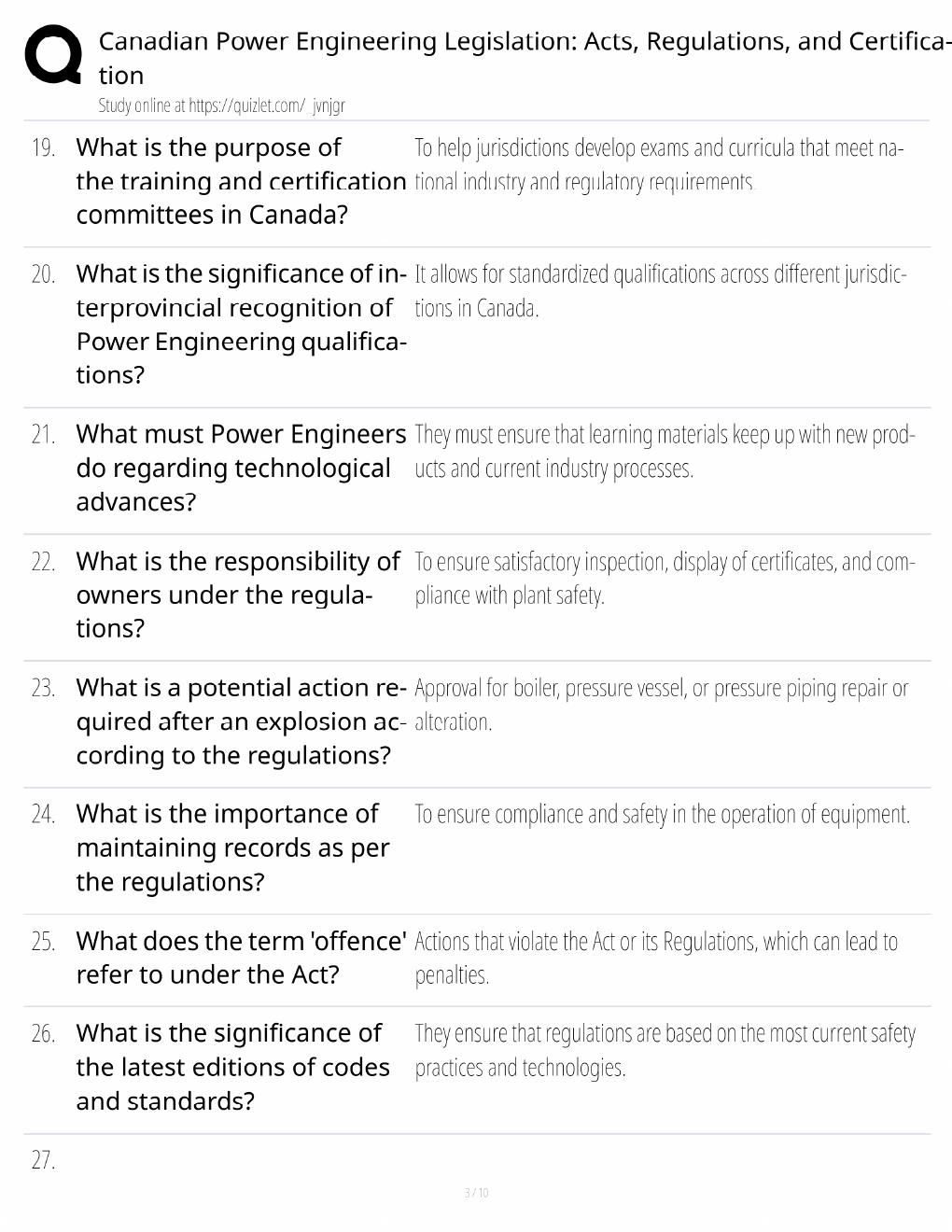 Preview page 3 of Power Engineering Legislation Study Guide / Acts, Regulations & Certification / Score 100% / 2025 Update / Exam Prep