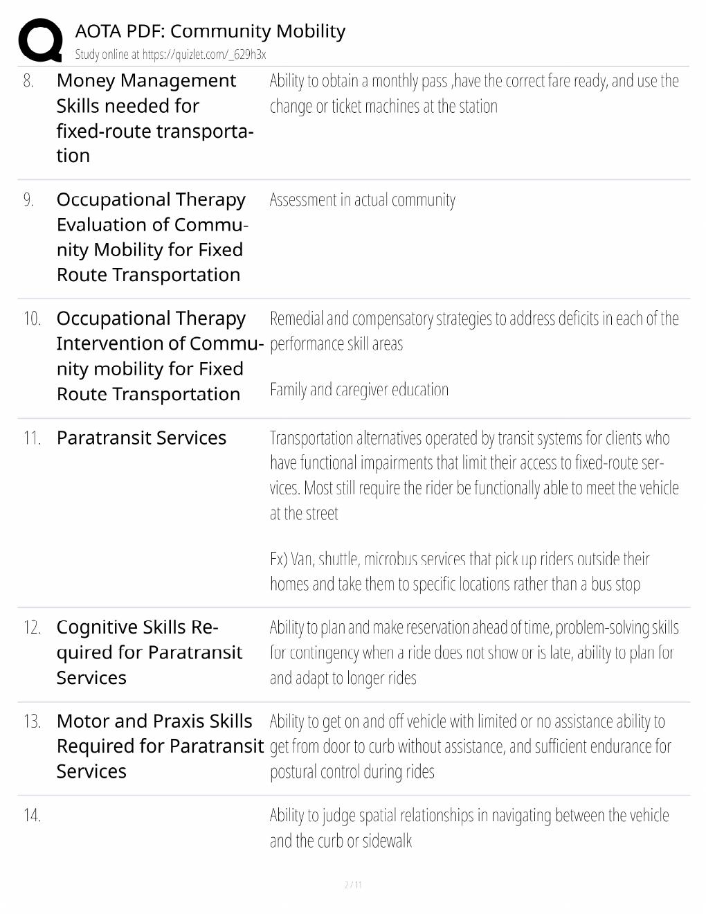 Preview page 2 of AOTA Community Mobility Study Guide / OT Practice PDF Exam Prep / Score 100% / 2025 Update