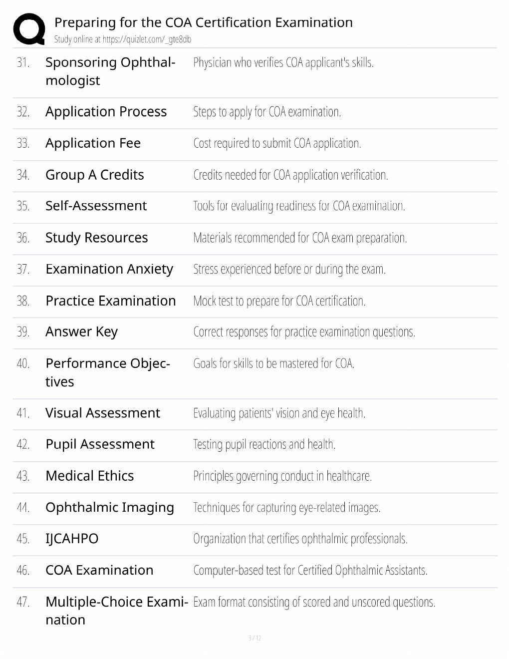 Preview page 3 of COA Certification Study Guide / Exam Preparation & Review / Score 100% / 2025 Update / Exam Prep