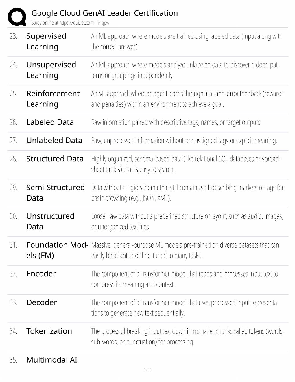 Preview page 3 of Google Cloud GenAI Leader Study Guide / Certification Exam Prep / Score 100% / 2025 Update