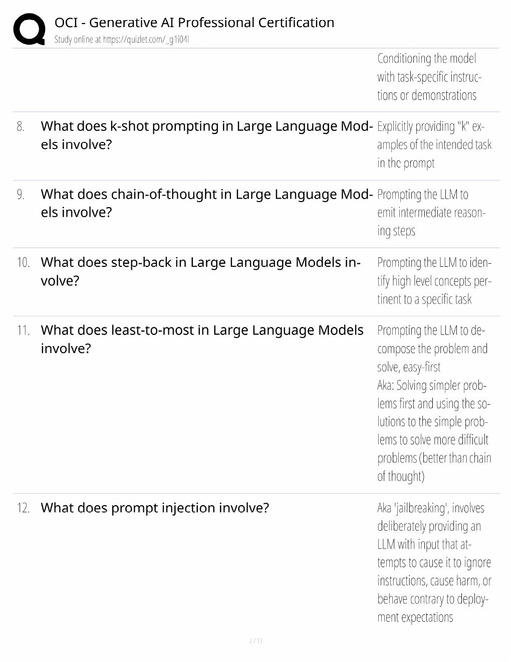 Preview page 2 of OCI Generative AI Professional Study Guide / Certification Exam Prep / Score 100% / 2025 Update