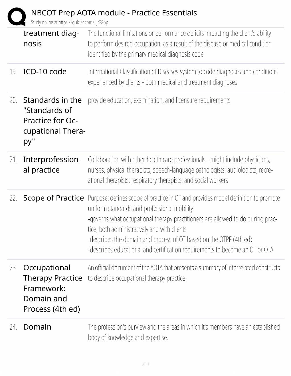 Preview page 3 of NBCOT Prep AOTA Study Guide / Practice Essentials Module / Score 100% / 2025 Update / Exam Prep