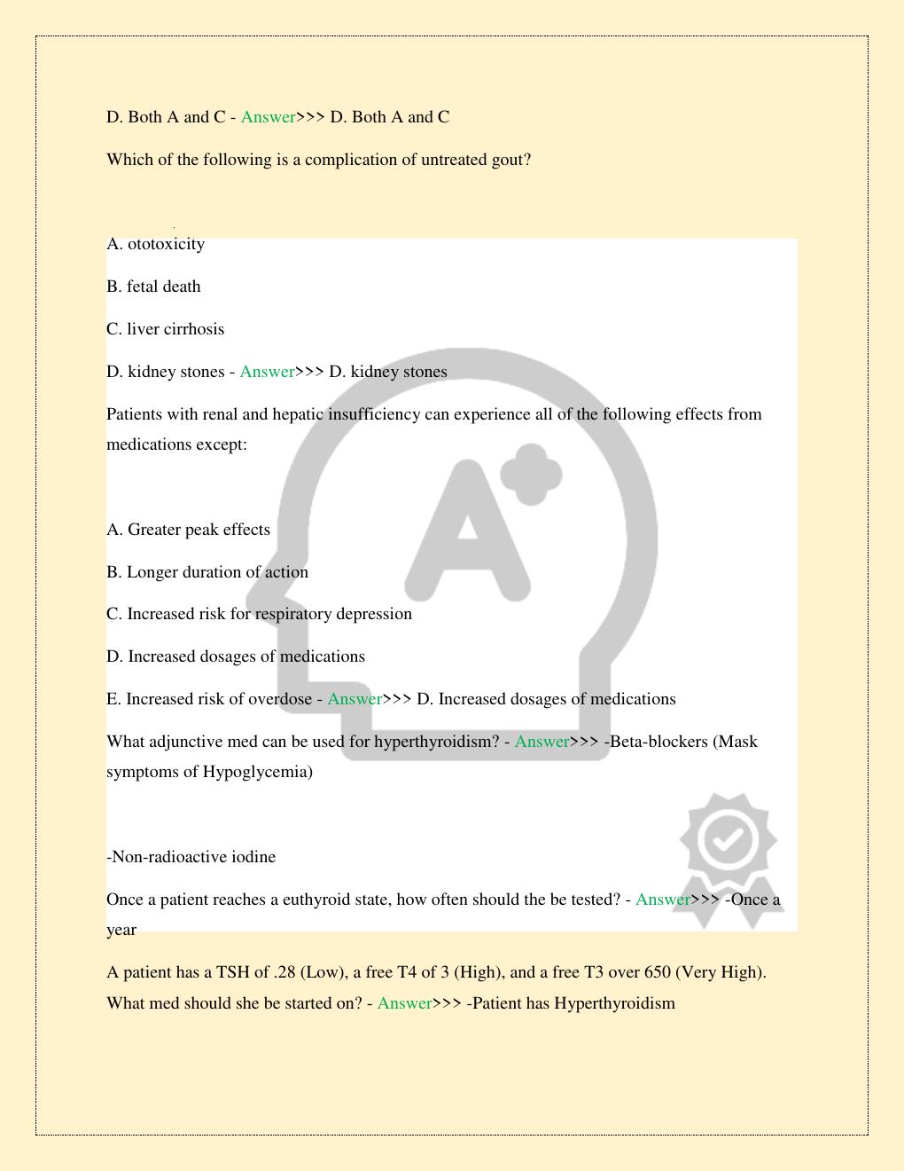 Preview page 3 of NR 565 ADVANCED PHARMACOLOGY CHAMBERLAIN MIDTERM MOCK FINAL PRACTICE EXAM TEST LATEST 2026/2027 COMPLETE STUDY QUESTIONS