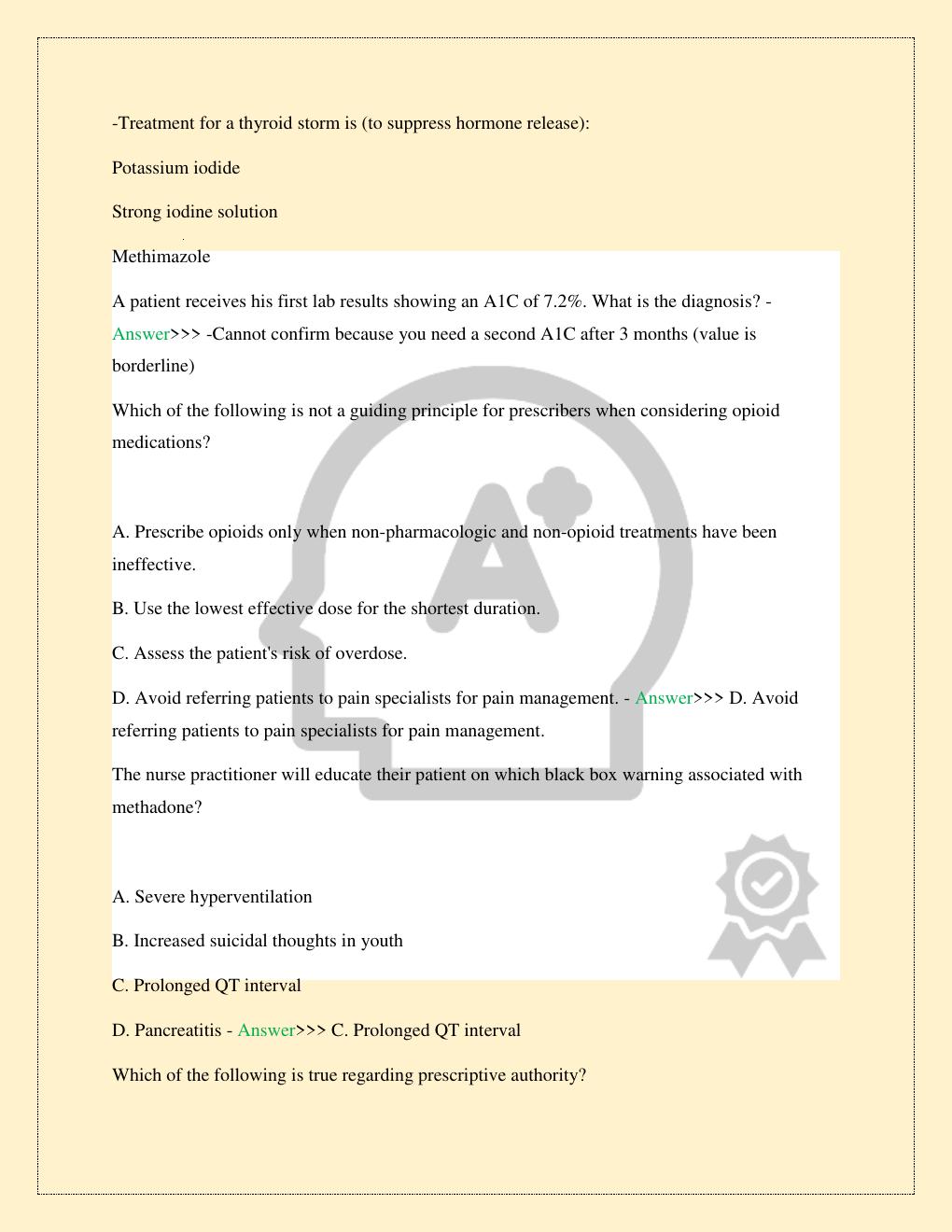Preview page 4 of NR 565 ADVANCED PHARMACOLOGY CHAMBERLAIN MIDTERM MOCK FINAL PRACTICE EXAM TEST LATEST 2026/2027 COMPLETE STUDY QUESTIONS