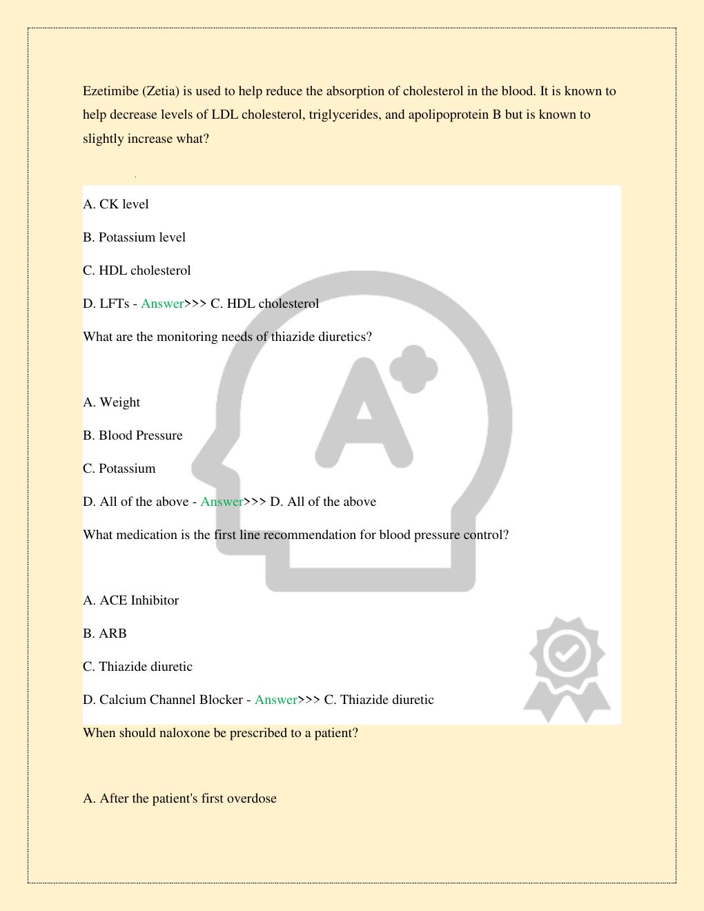 Preview page 6 of NR 565 ADVANCED PHARMACOLOGY CHAMBERLAIN MIDTERM MOCK FINAL PRACTICE EXAM TEST LATEST 2026/2027 COMPLETE STUDY QUESTIONS
