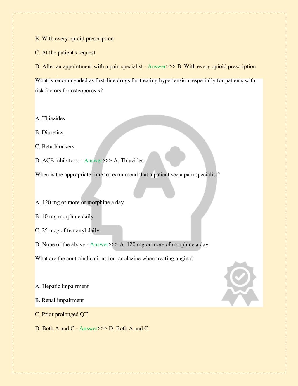 Preview page 7 of NR 565 ADVANCED PHARMACOLOGY CHAMBERLAIN MIDTERM MOCK FINAL PRACTICE EXAM TEST LATEST 2026/2027 COMPLETE STUDY QUESTIONS