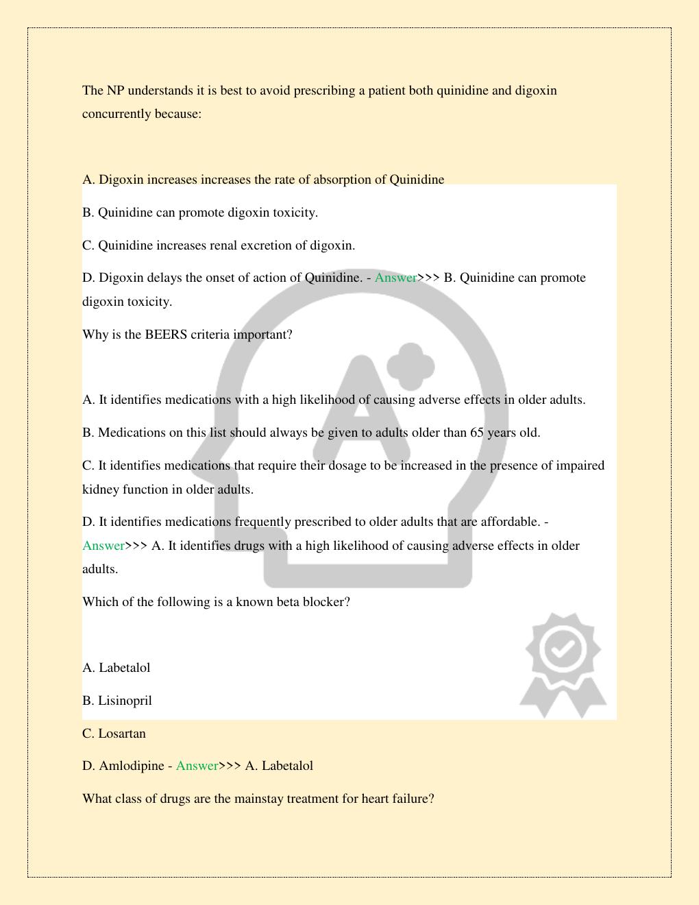 Preview page 8 of NR 565 ADVANCED PHARMACOLOGY CHAMBERLAIN MIDTERM MOCK FINAL PRACTICE EXAM TEST LATEST 2026/2027 COMPLETE STUDY QUESTIONS