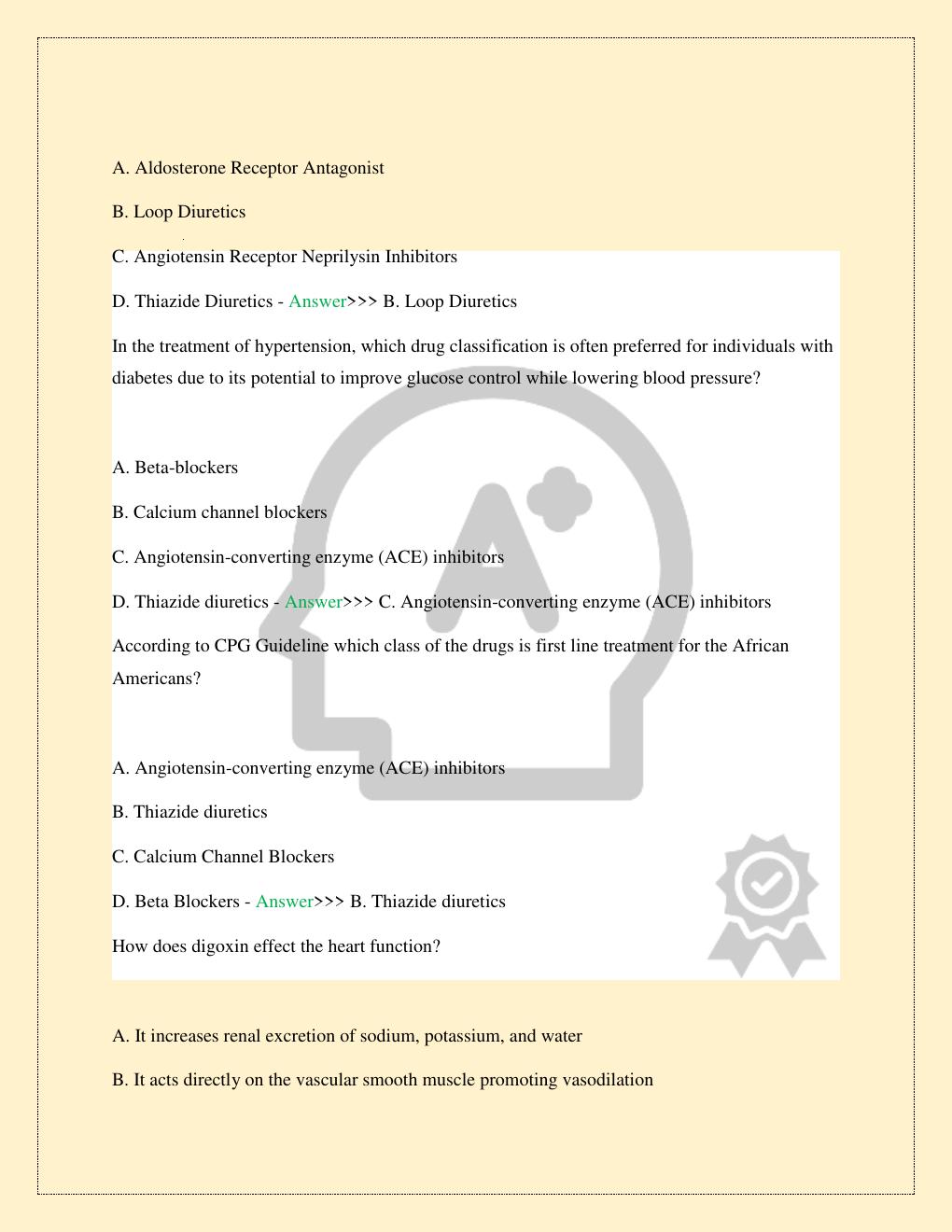 Preview page 9 of NR 565 ADVANCED PHARMACOLOGY CHAMBERLAIN MIDTERM MOCK FINAL PRACTICE EXAM TEST LATEST 2026/2027 COMPLETE STUDY QUESTIONS
