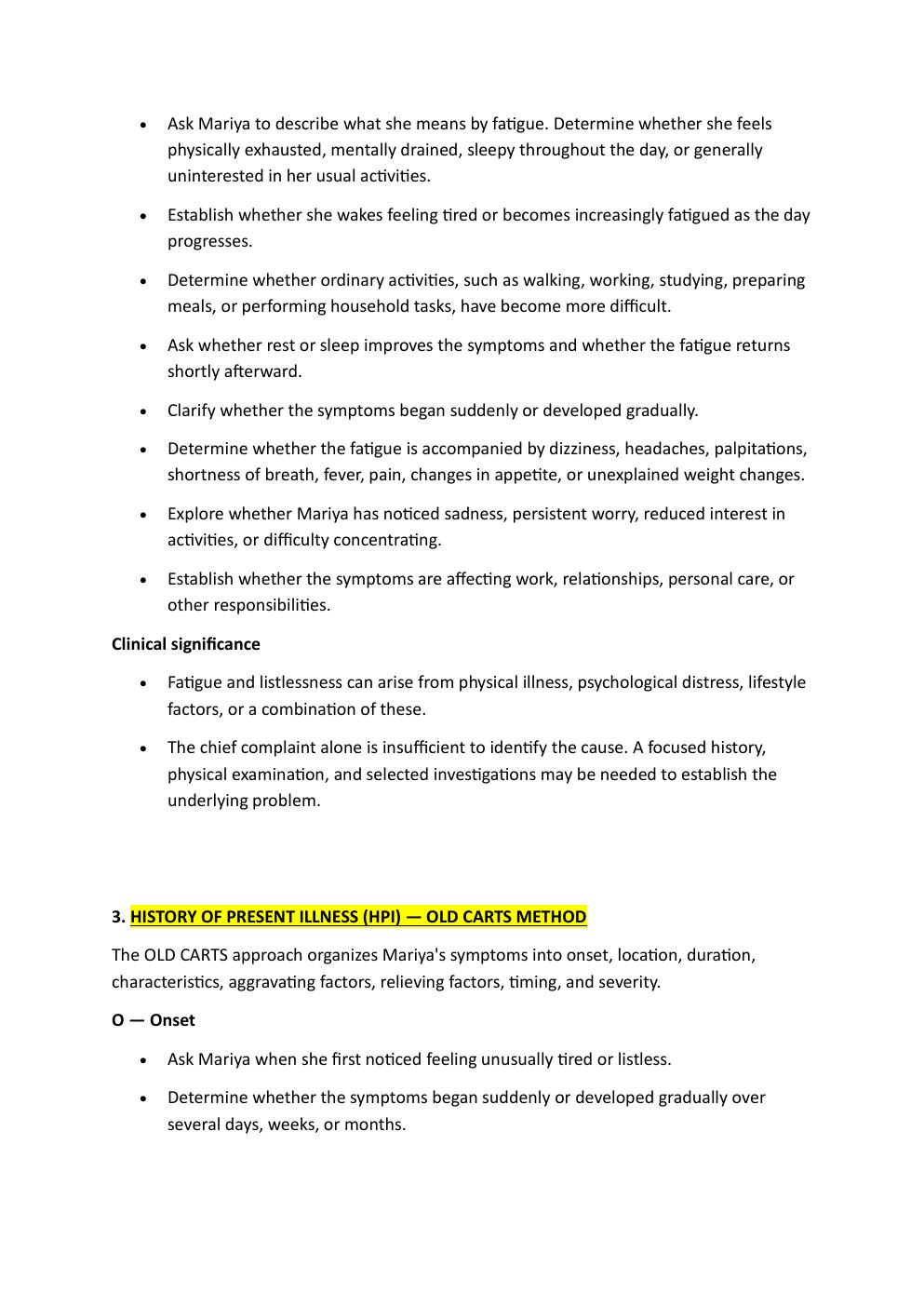 Preview page 4 of Ihuman comprehensive case  study. 27-year-old Mariya Rivera.  Reason for encounter: Fatigue  and Listlessness.   Exam st