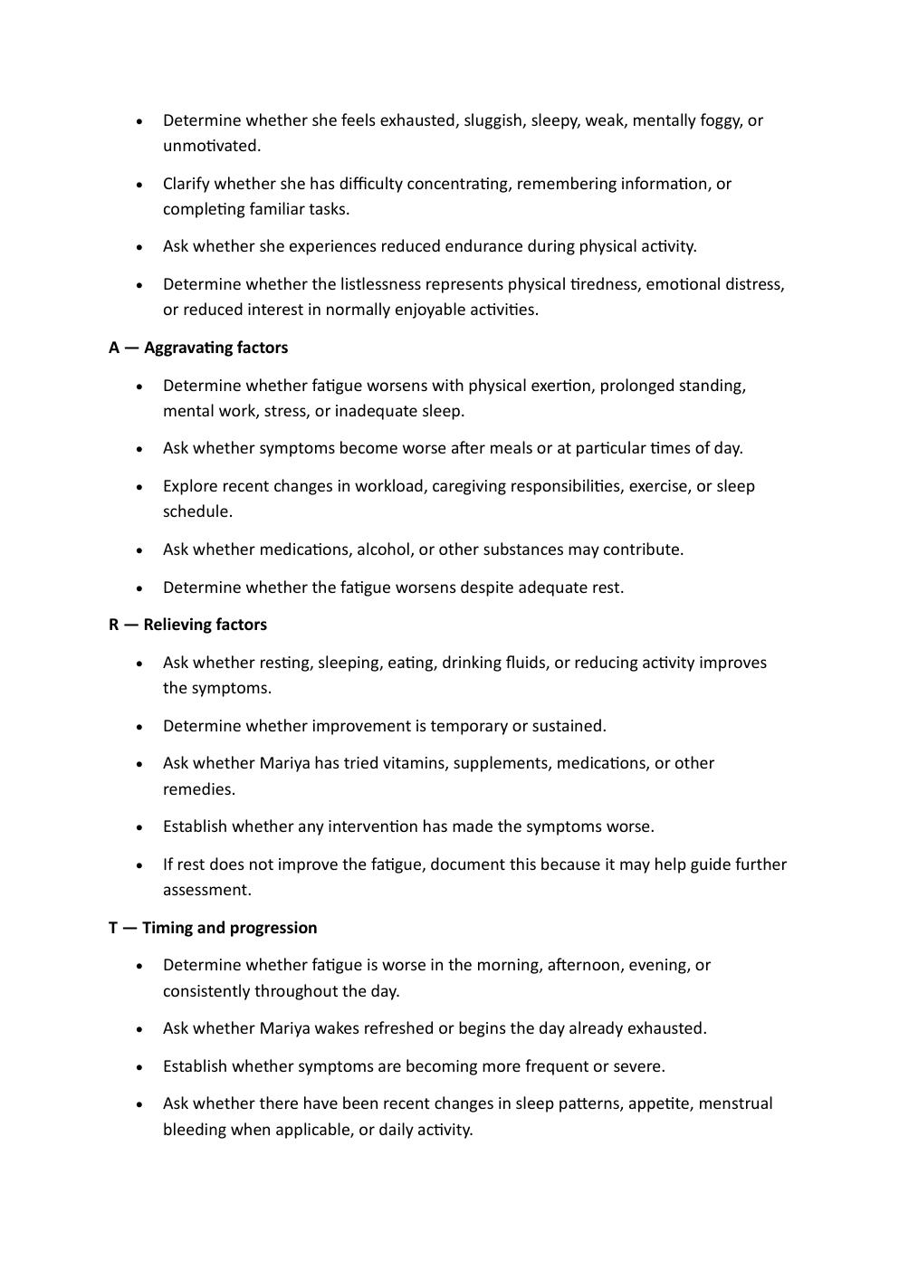 Preview page 5 of Ihuman case study. 27-year-old  Mariya Rivera. Reason for  encounter: Fatigue and  Listlessness.   Exam study guide. Gra