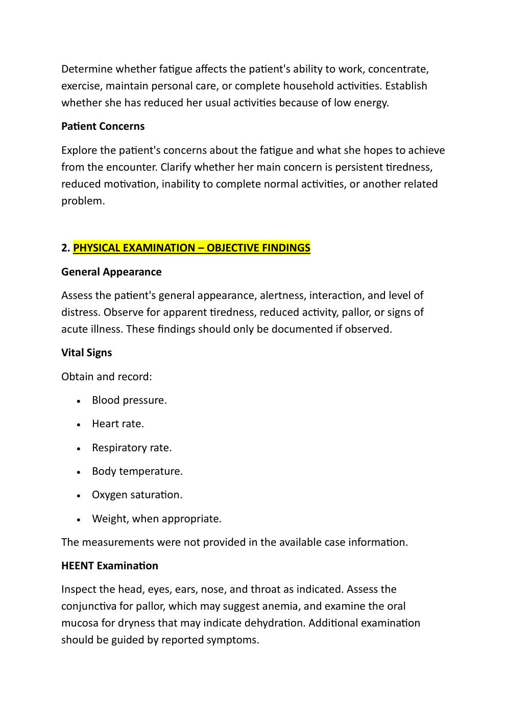Preview page 5 of I-human Comprehensive case  study. 27-year-old Mariya Rivera.  Reason for encounter: Fatigue  and Listlessness.   Exam s
