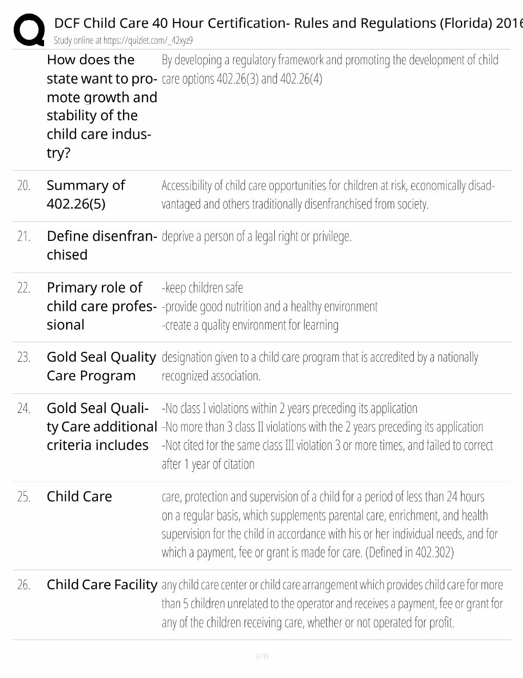 Preview page 3 of Florida DCF 40 Hour Child Care Study Guide / Rules and Regulations / Score 100% / 2025 Update / Exam Prep