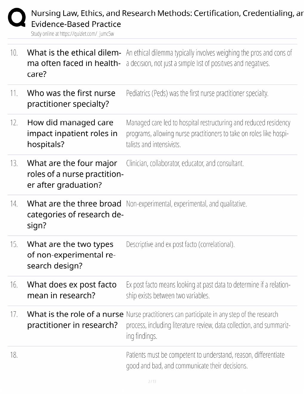 Preview page 2 of Nursing Law & Ethics Study Guide / Research Methods, Certification & Credentialing / Score 100% / 2025 Update / Exam Pre