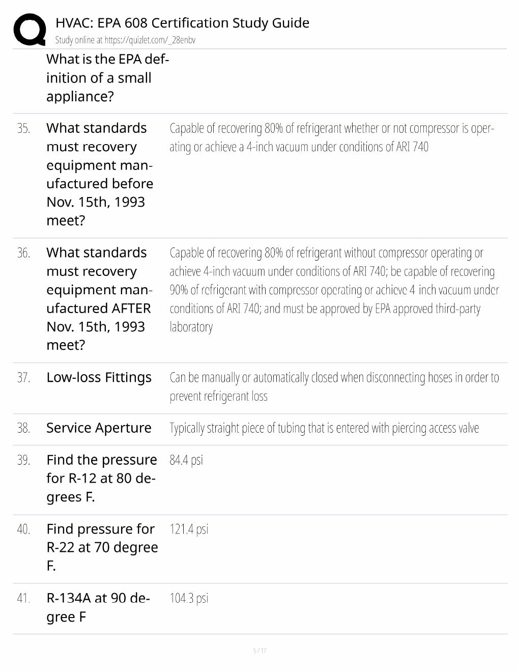 Preview page 5 of EPA 608 Study Guide / HVAC Certification Exam Prep / Score 100% / 2025 Update