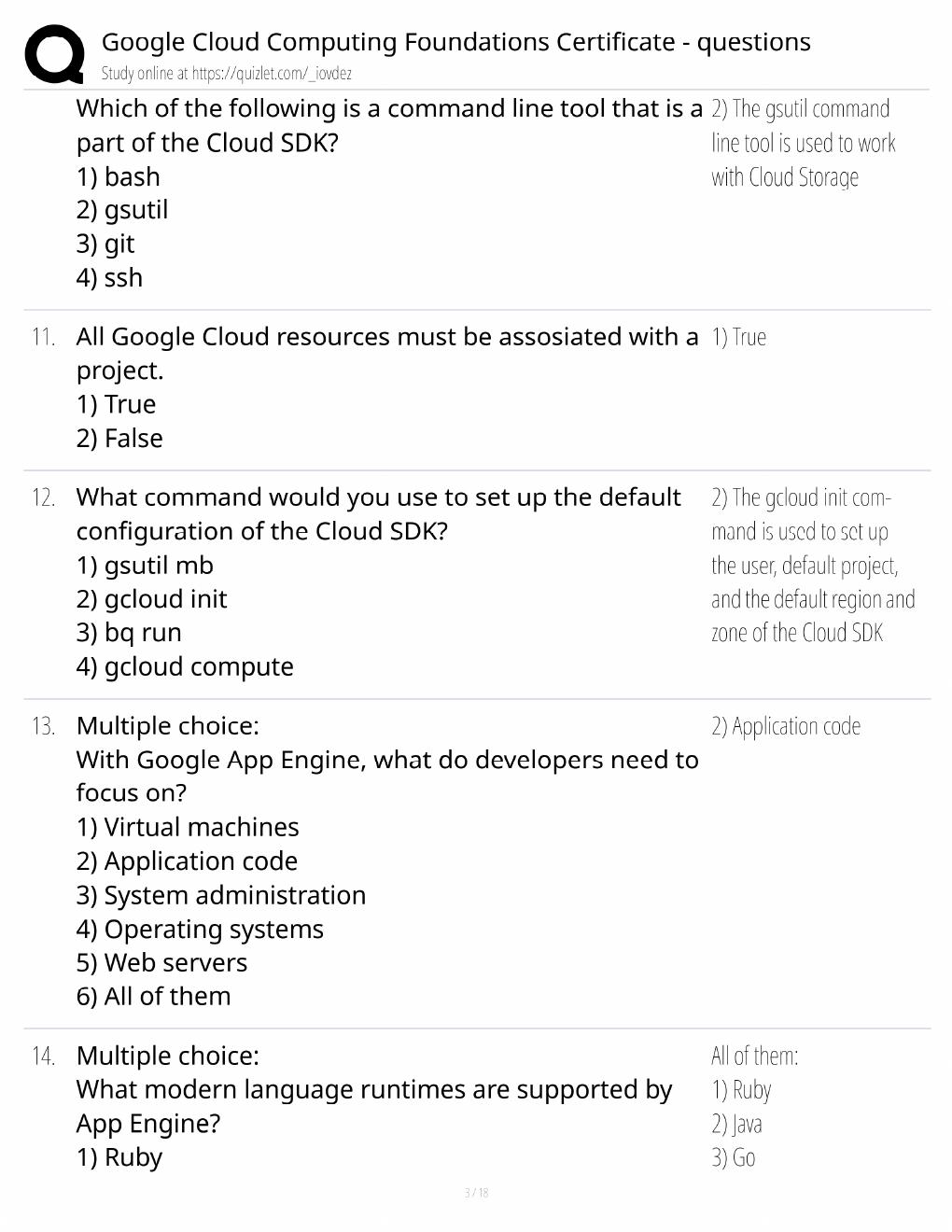 Preview page 3 of Google Cloud Foundations Study Guide / Computing Certificate Exam Prep / Score 100% / 2025 Update