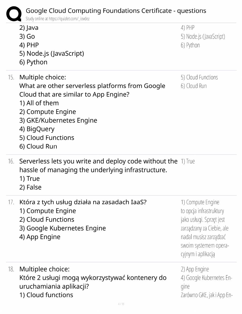 Preview page 4 of Google Cloud Foundations Study Guide / Computing Certificate Exam Prep / Score 100% / 2025 Update