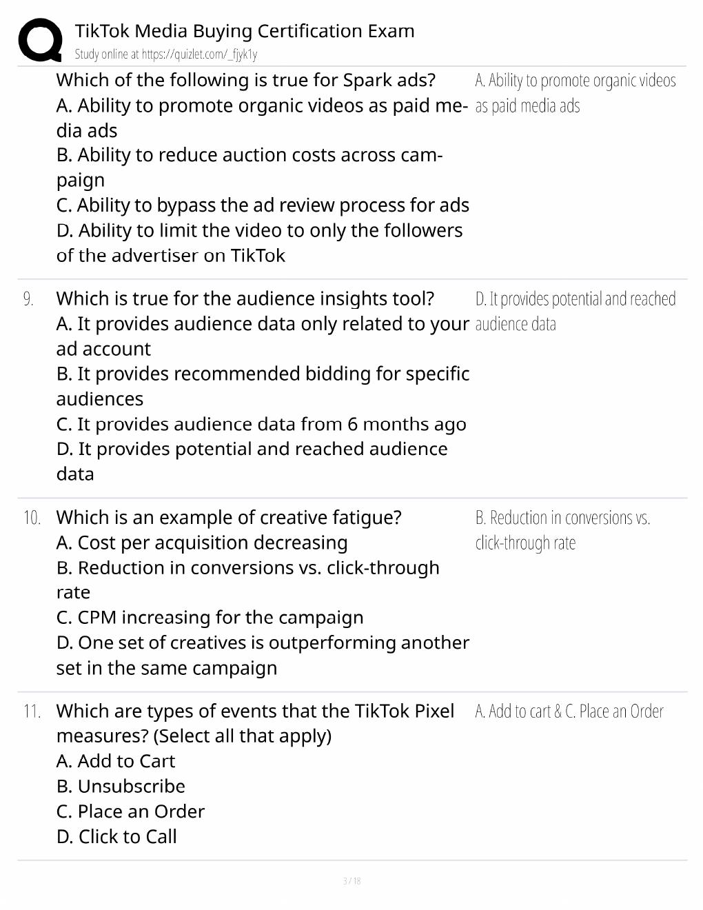Preview page 3 of TikTok Media Buying Study Guide / Certification Exam Prep / Score 100% / 2025 Update