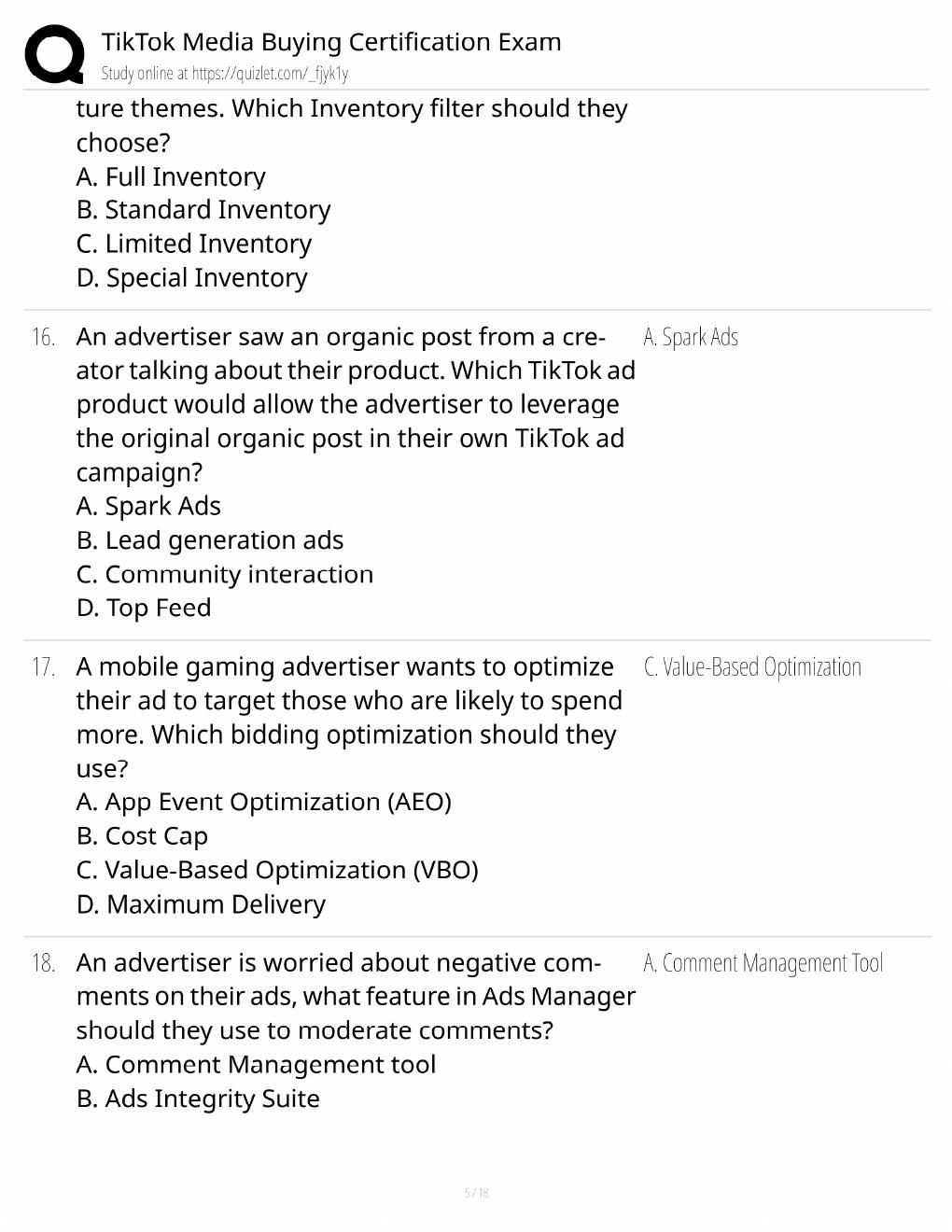 Preview page 5 of TikTok Media Buying Study Guide / Certification Exam Prep / Score 100% / 2025 Update
