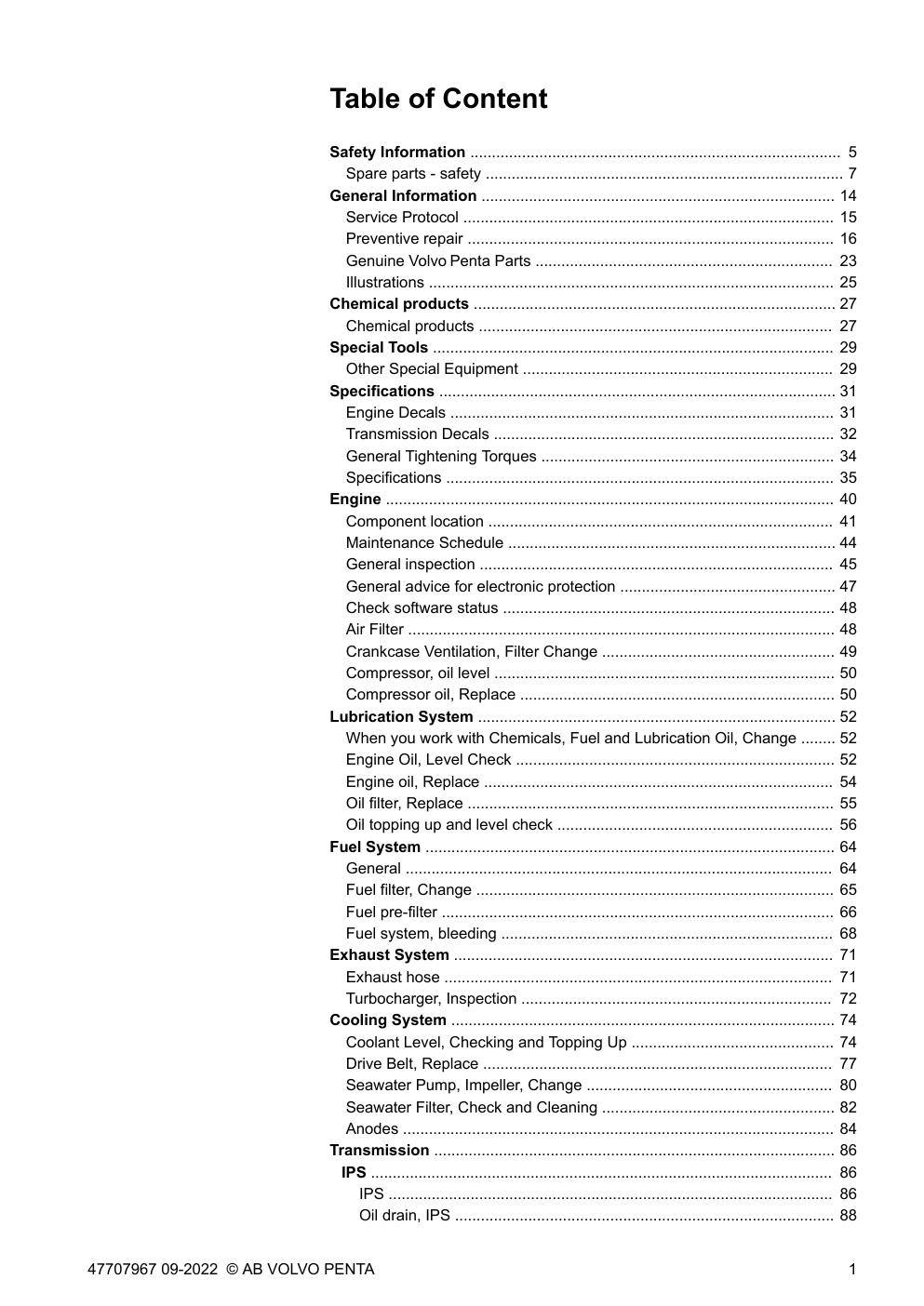 Preview page 3 of Volvo Penta - D4 D6 - Service & Maintenance Manual