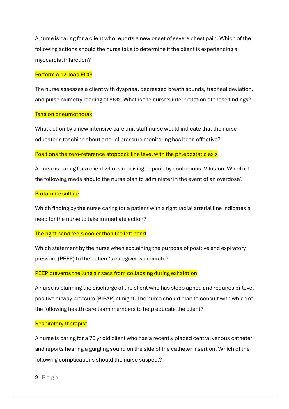 Preview page 2 of N480/NURS 480 Advanced Medical-Surgical  Nursing Final exam