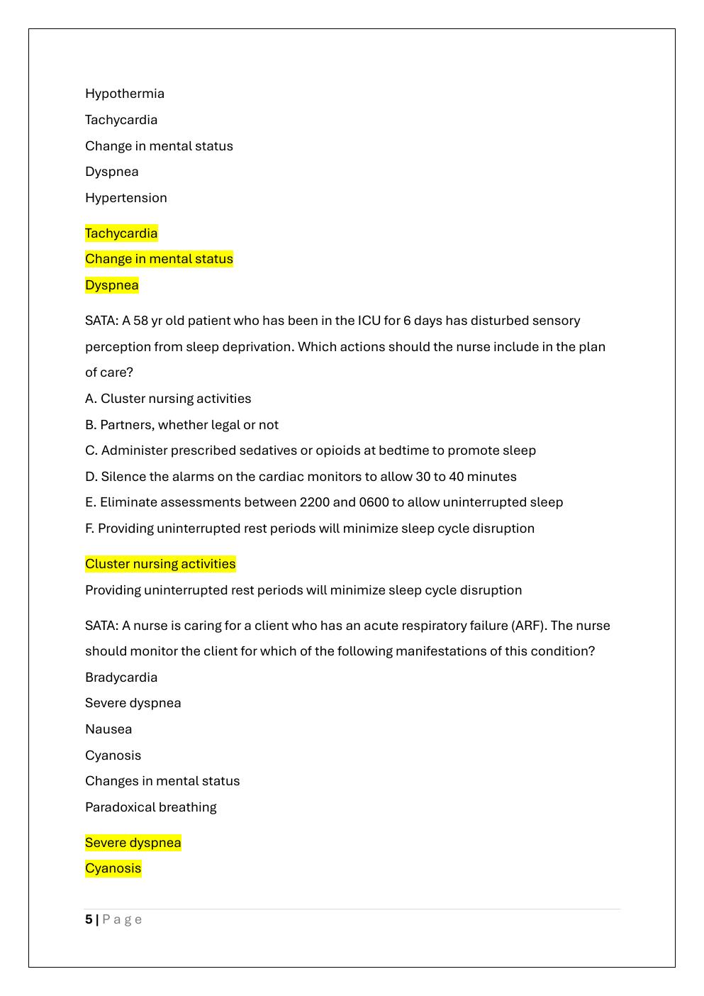 Preview page 5 of N480/NURS 480 Advanced Medical-Surgical  Nursing Final exam