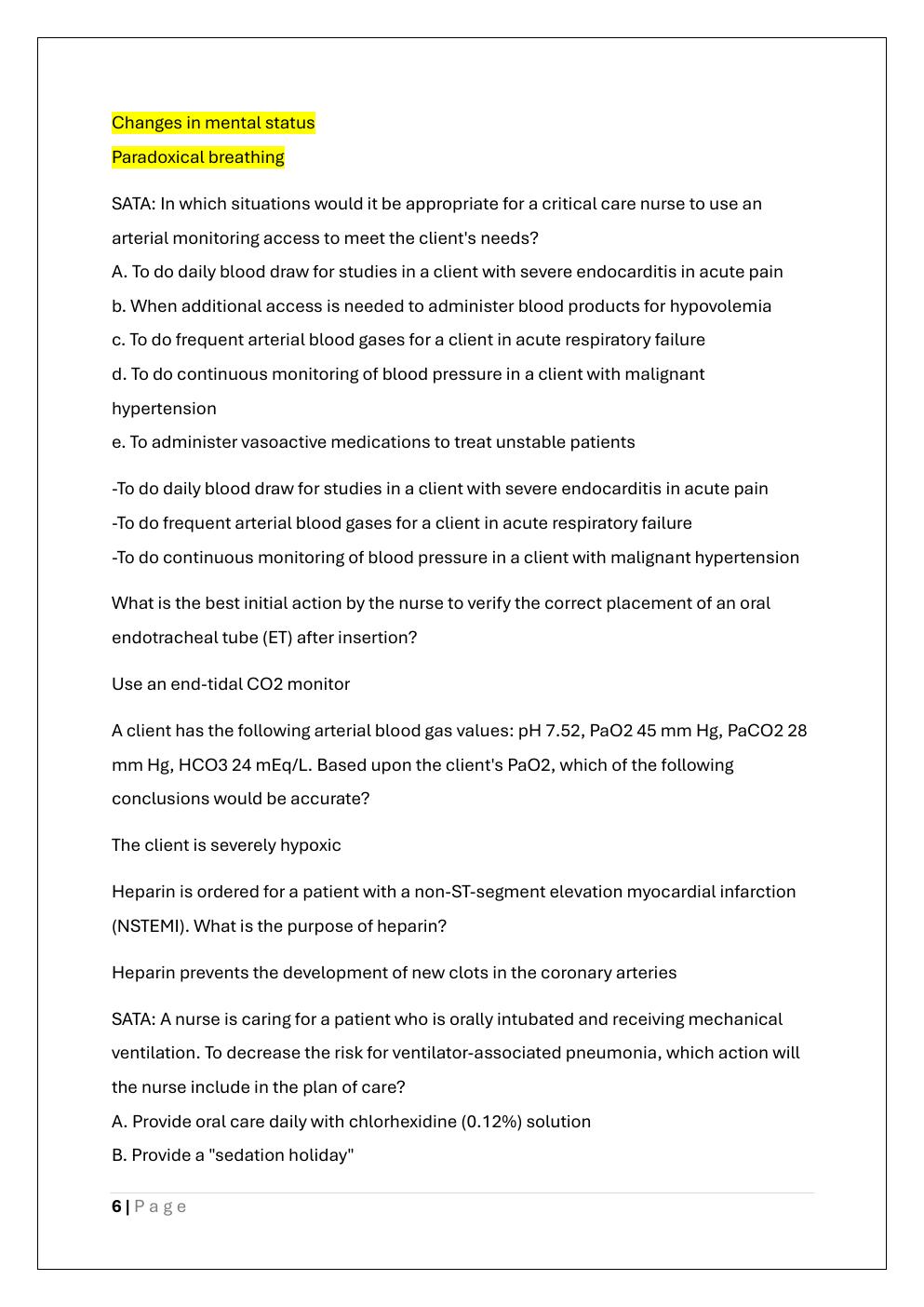 Preview page 6 of N480/NURS 480 Advanced Medical-Surgical  Nursing Final exam