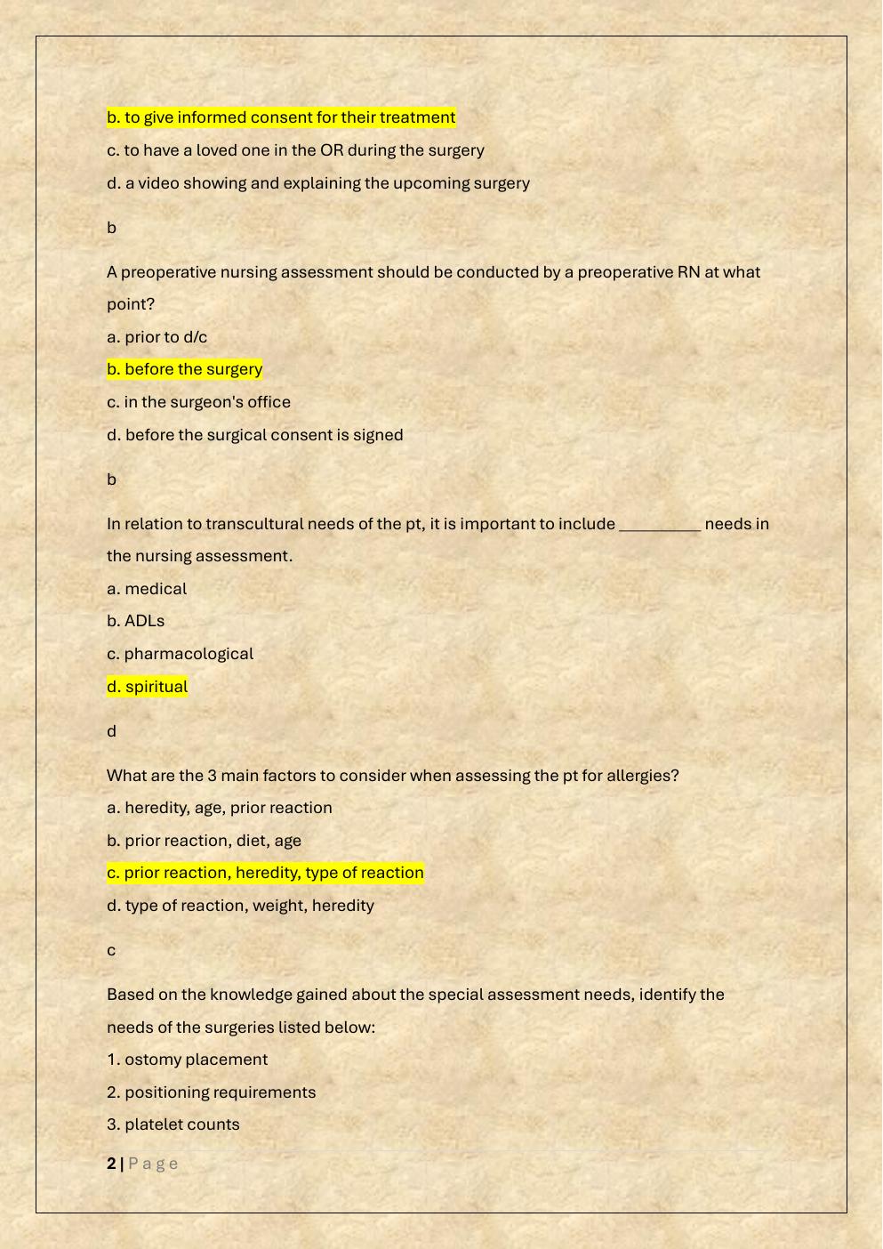 Preview page 2 of AORN PERIOP 101/PERIOP 101 Final exam