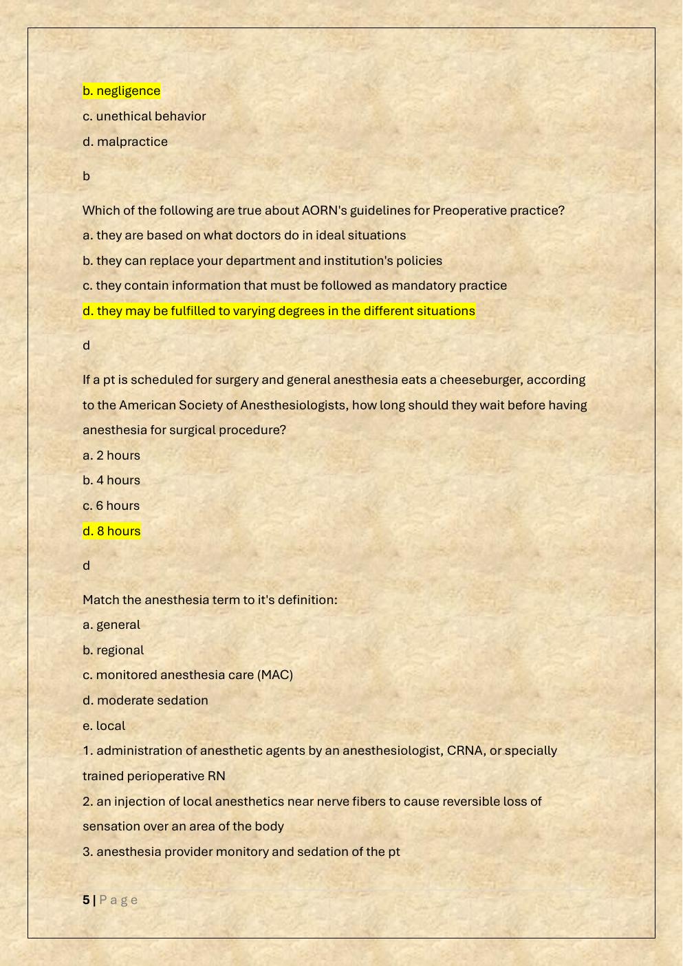 Preview page 5 of AORN PERIOP 101/PERIOP 101 Final exam
