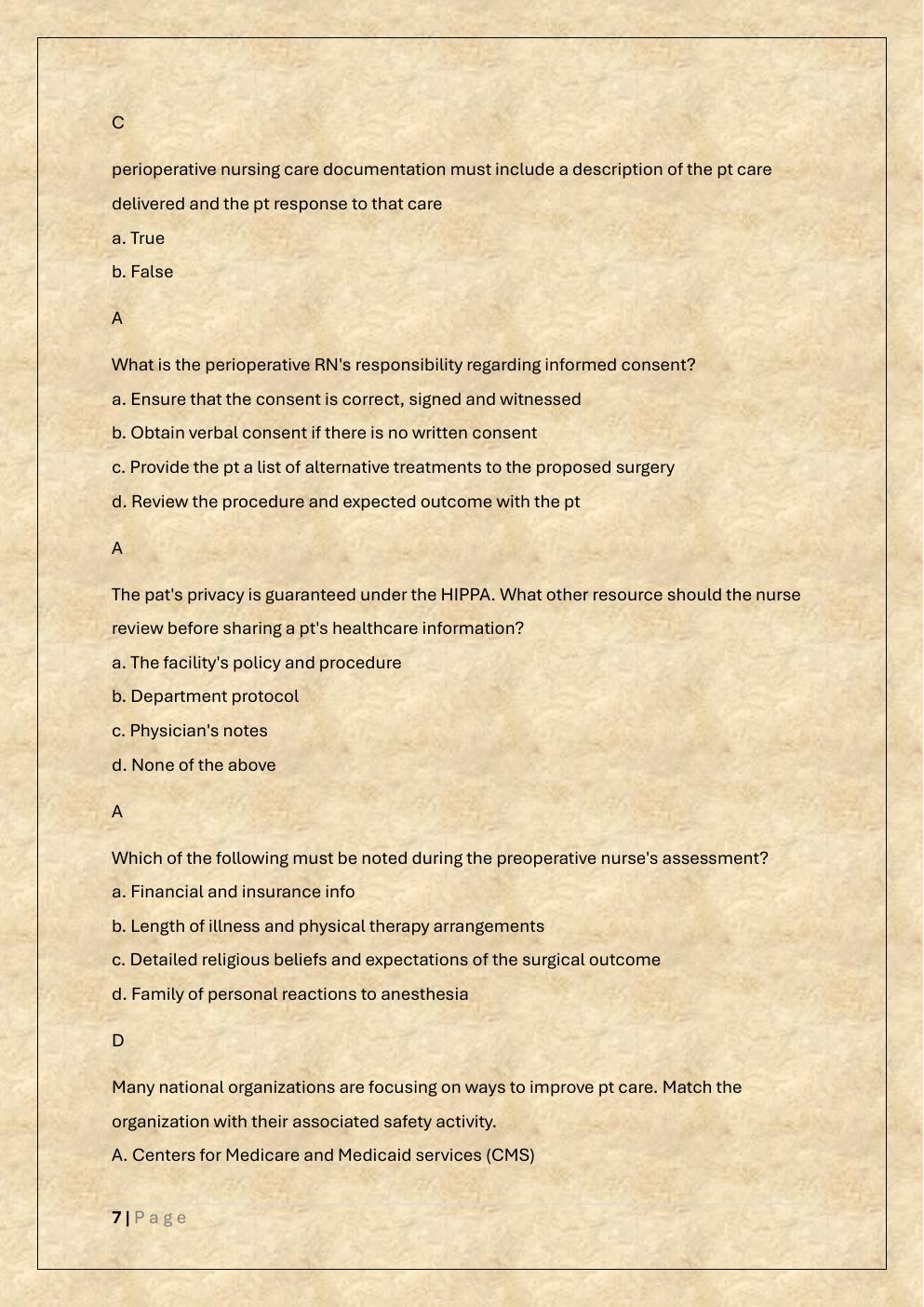 Preview page 7 of AORN PERIOP 101/PERIOP 101 Final exam