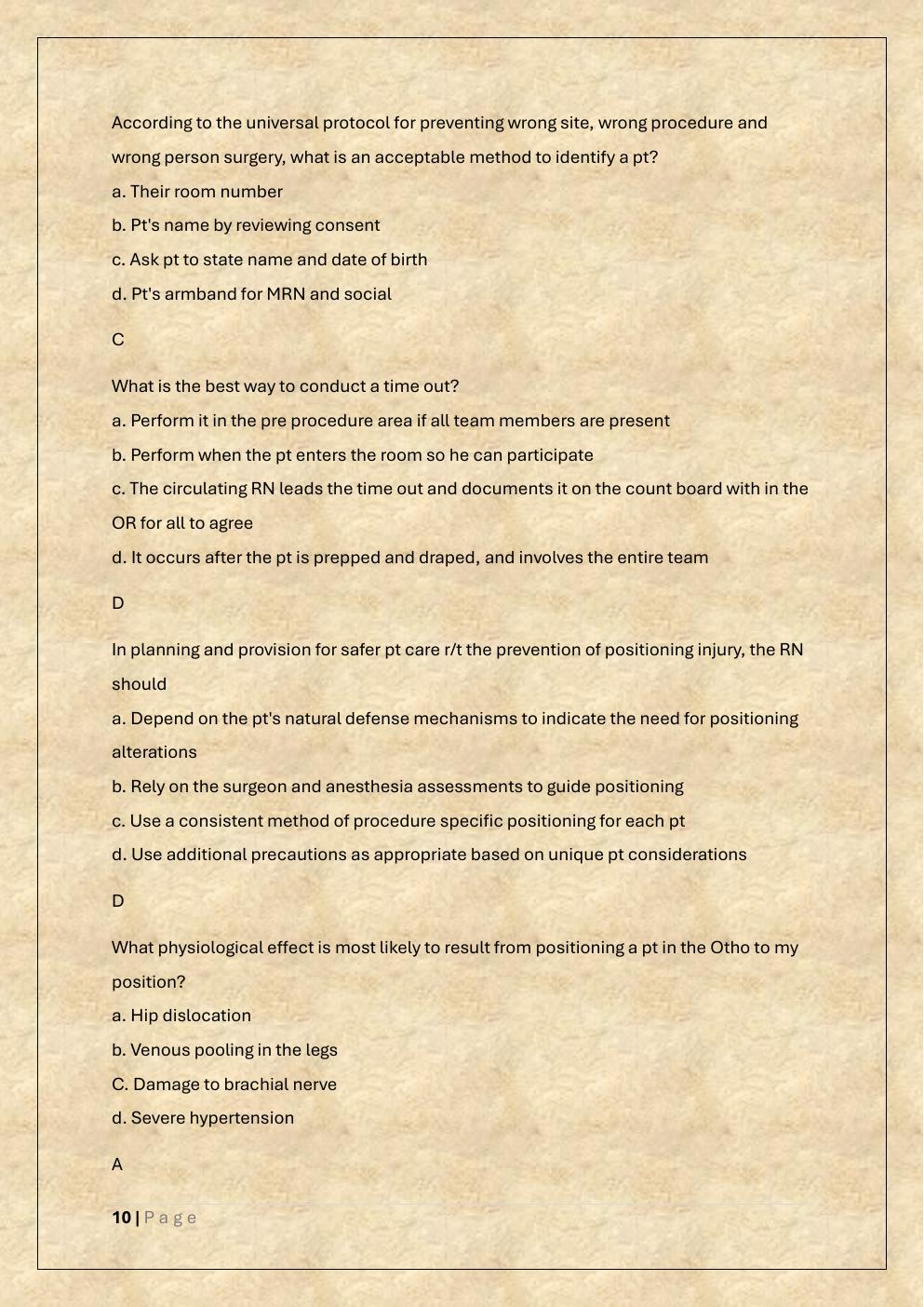 Preview page 10 of AORN PERIOP 101/PERIOP 101 Final exam