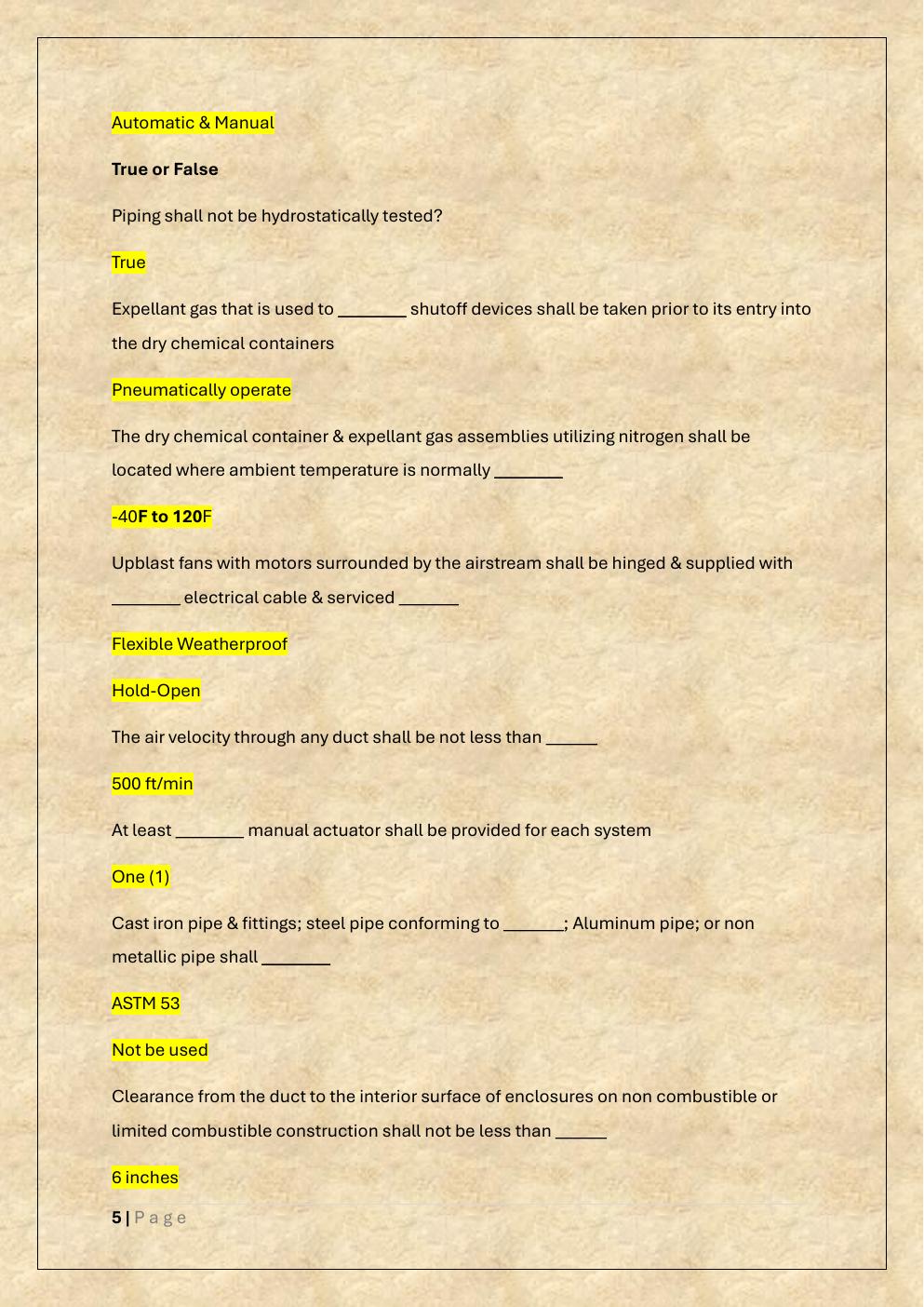 Preview page 5 of TFM03 TX CLASS K (NFPA 17A & NFPA 96) exam