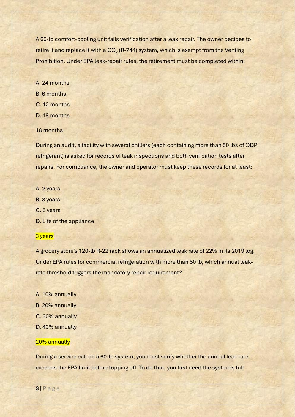 Preview page 3 of TYPE 2 EPA 608 CERTIFICATION exam/TYPE II  EPA 608 universal exam/SKILLCAT TYPE 2 EPA  608 exam