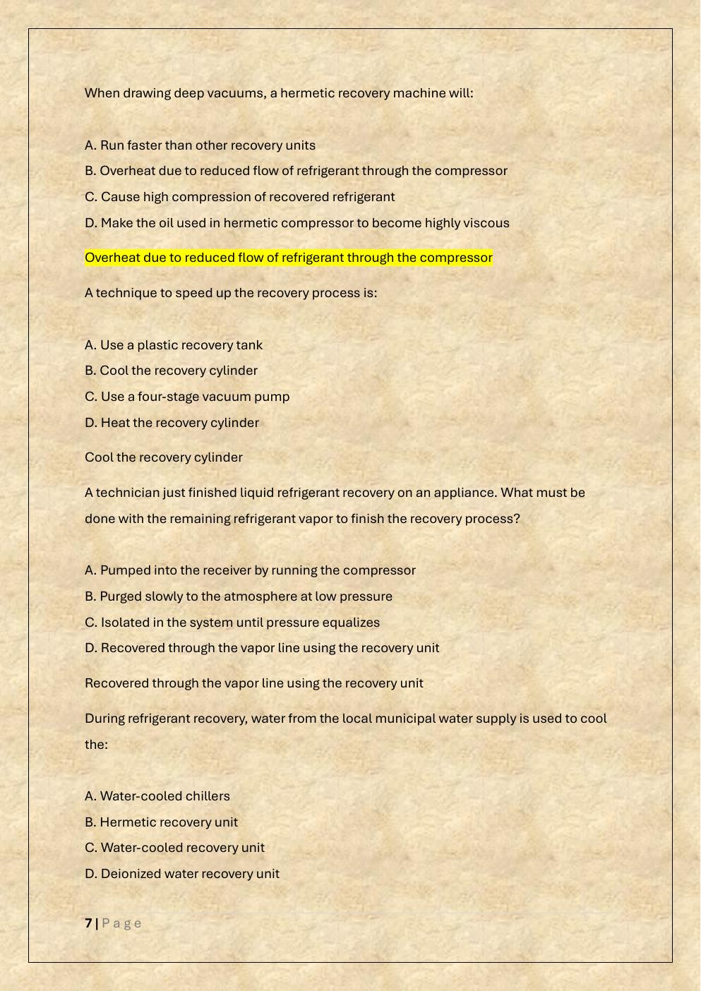 Preview page 7 of TYPE 2 EPA 608 CERTIFICATION exam/TYPE II  EPA 608 universal exam/SKILLCAT TYPE 2 EPA  608 exam