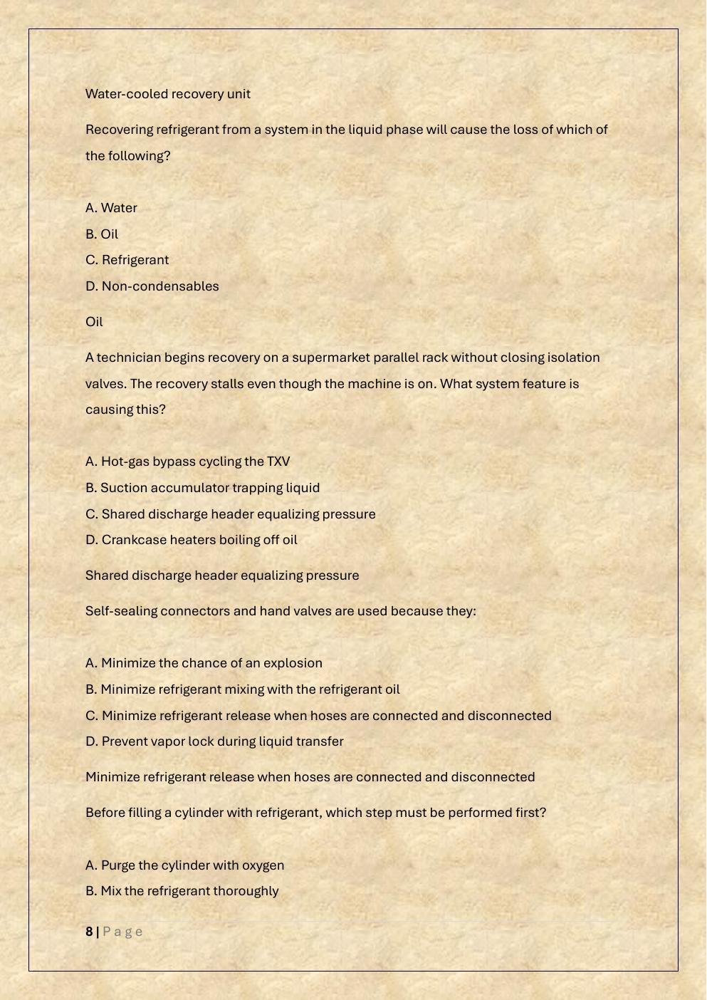 Preview page 8 of TYPE 2 EPA 608 CERTIFICATION exam/TYPE II  EPA 608 universal exam/SKILLCAT TYPE 2 EPA  608 exam