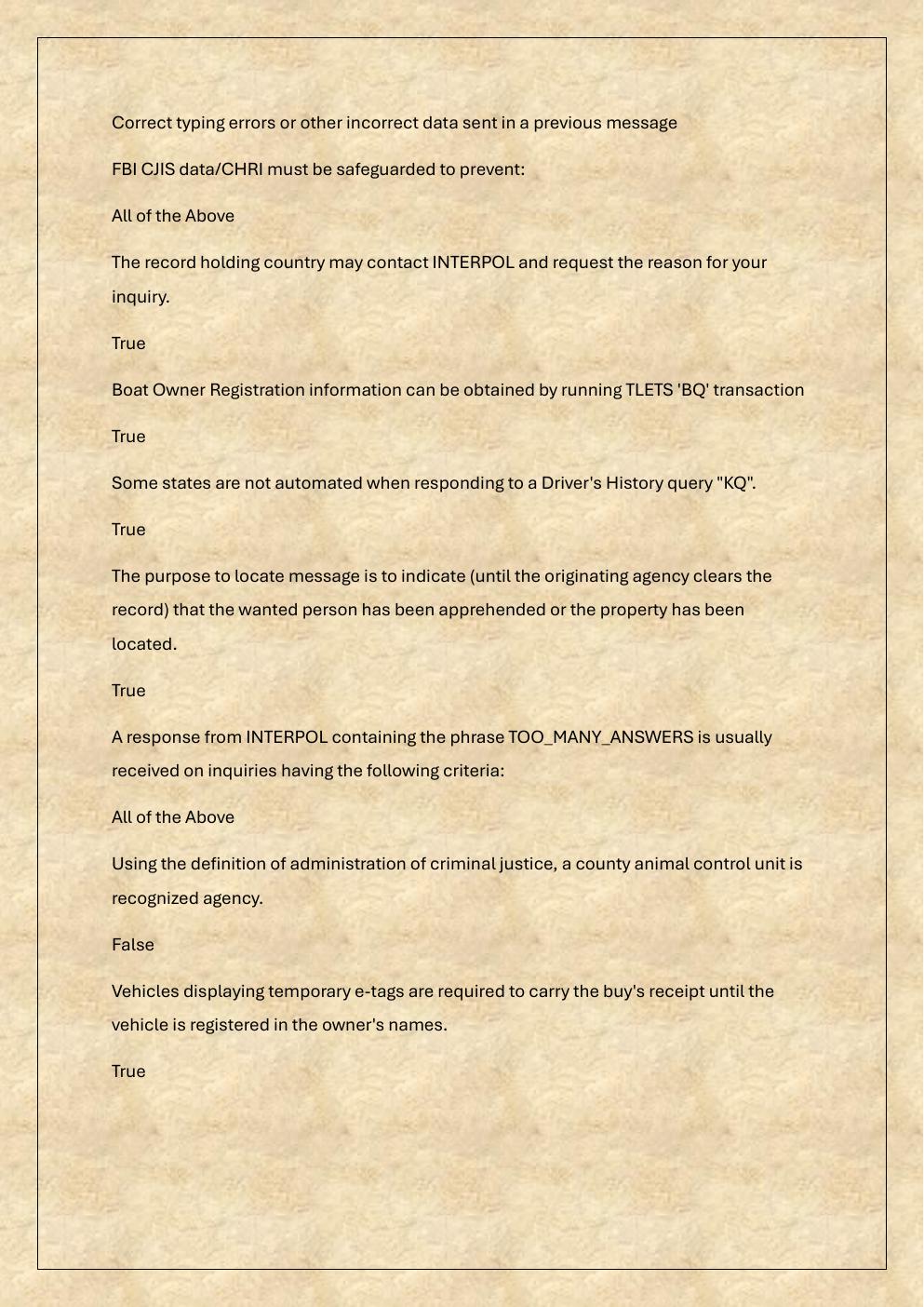 Preview page 3 of TCIC /TLETS Mobile access Re-Certification exam