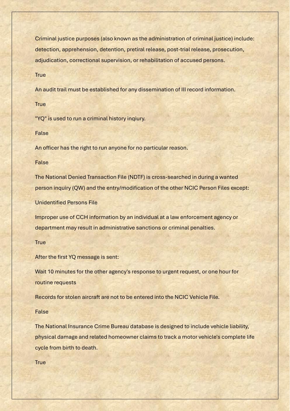 Preview page 4 of TCIC /TLETS Mobile access Re-Certification exam
