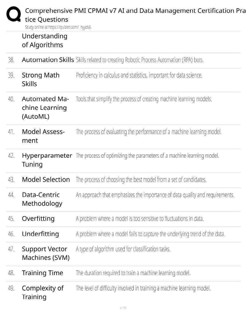 Preview page 4 of PMI CPMAI v7 Study Guide / AI & Data Management Practice Questions / Score 100% / 2025 Update / Exam Prep