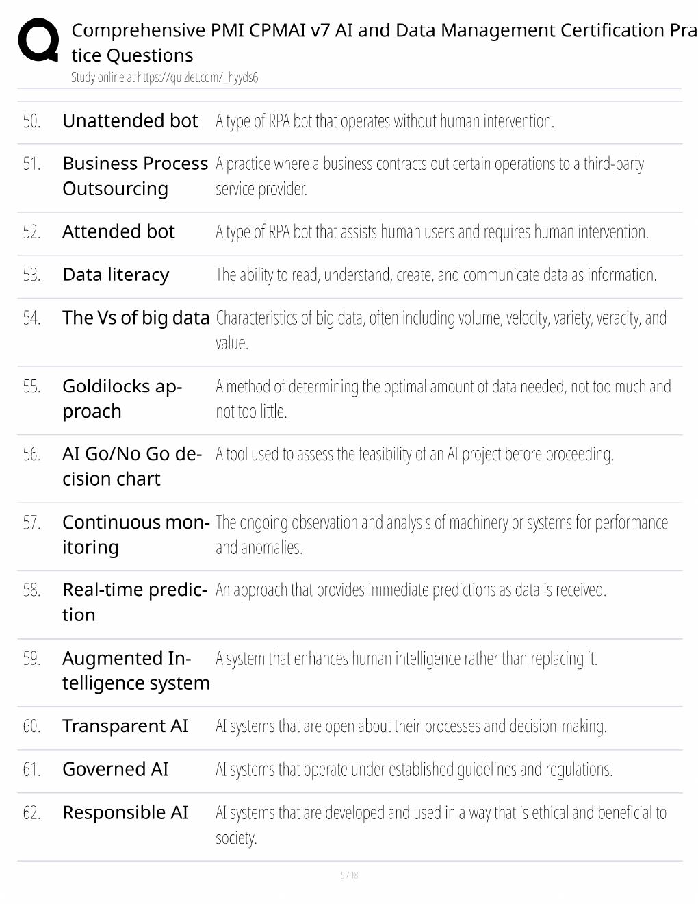 Preview page 5 of PMI CPMAI v7 Study Guide / AI & Data Management Practice Questions / Score 100% / 2025 Update / Exam Prep