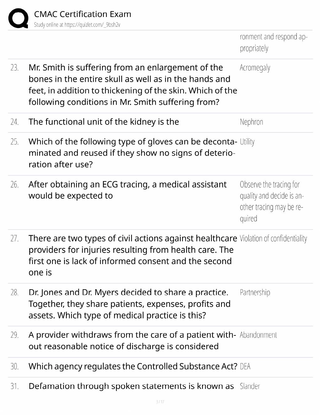 Preview page 3 of CMAC Certification Study Guide / Clinical Medical Assistant Exam Prep / Score 100% / 2025 Update