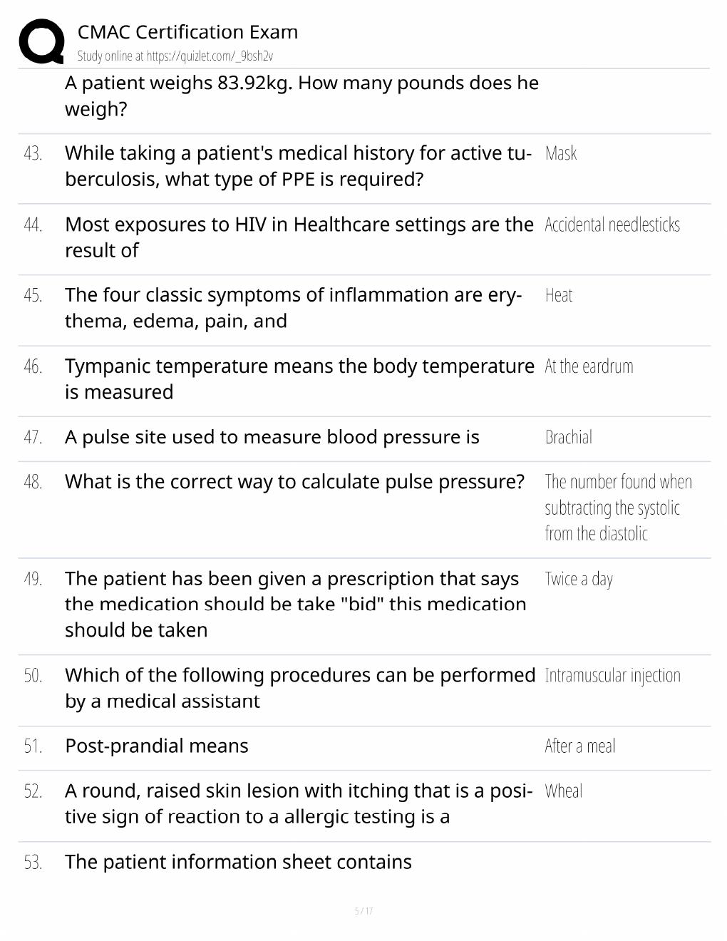 Preview page 5 of CMAC Certification Study Guide / Clinical Medical Assistant Exam Prep / Score 100% / 2025 Update