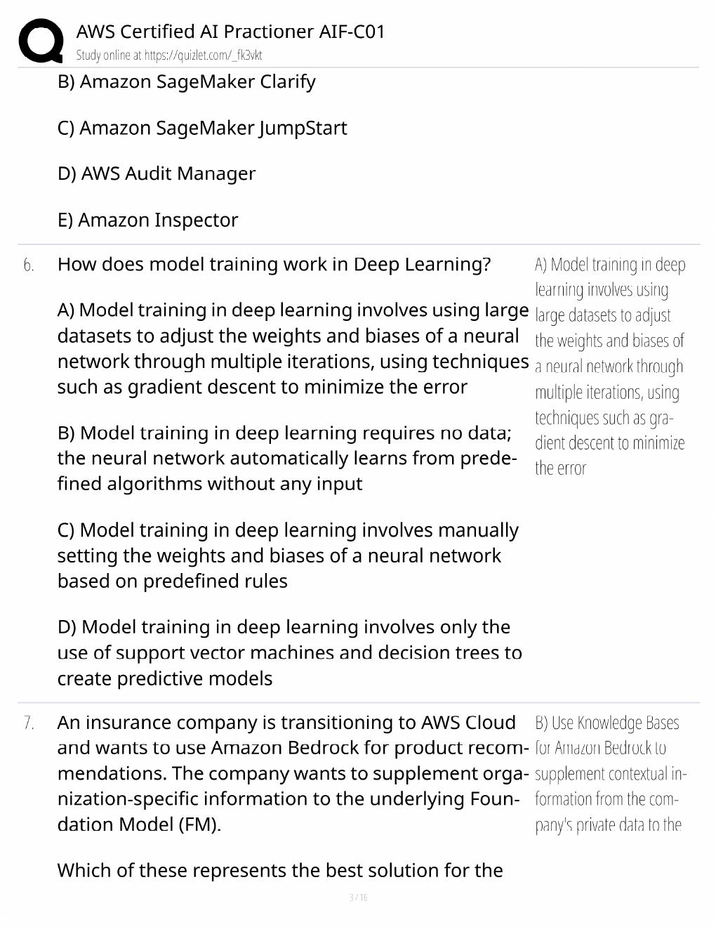 Preview page 3 of AWS AIF-C01 Study Guide / AI Practitioner Certification Exam Prep / Score 100% / 2025 Update